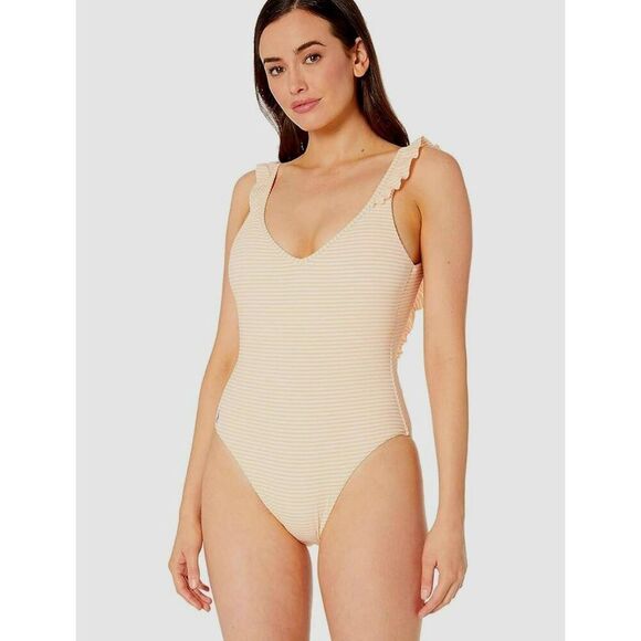 Ralph Lauren Seersucker Ruffle Back  Onepiece XS  NWT - Picture 1 of 8